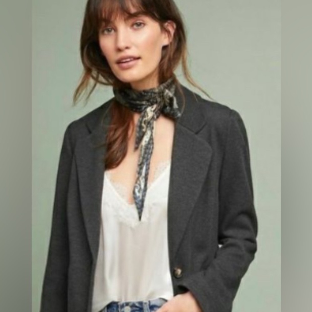 Anthropologie Gray Blazer Shrunken Cartonnier Tomboy size 4 NWOT